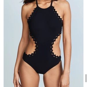 Karla Colletto Rick Rack Halter Monokini black UK size 8 us size 4